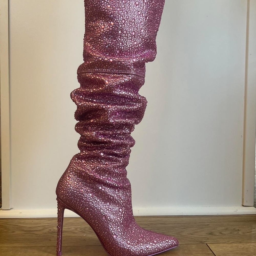 Steve Madden Rhinestone Knee High Boots Women’s 7.5 - Picture 2 of 7